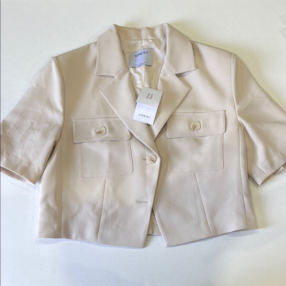 Cream Short Sleeve Blazer
